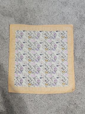 Nina Ricci Vintage Square Head Scarf Handbag Motif Peach/Pink